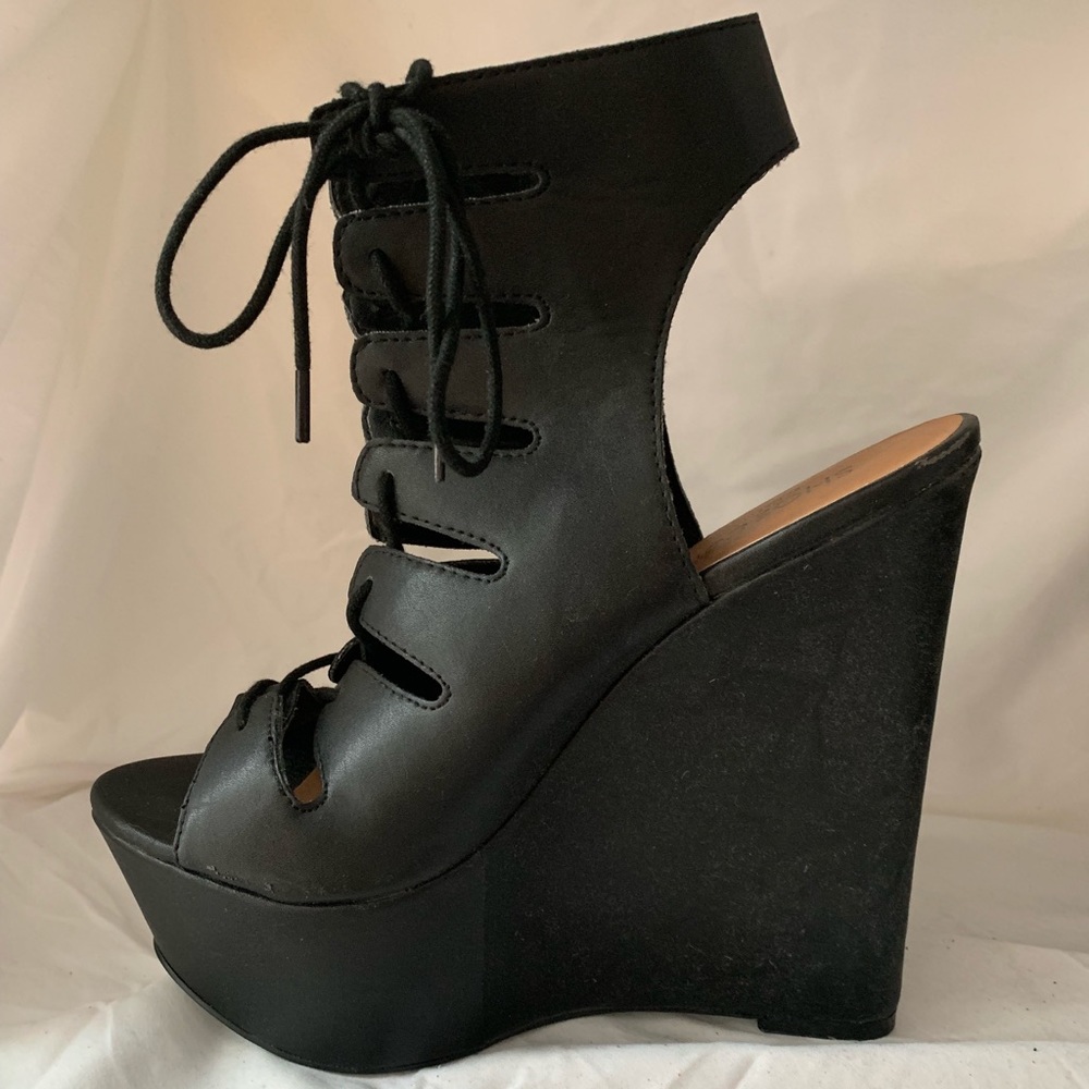 Shoecult by Nasty Gal lace up heels Lady Gaga